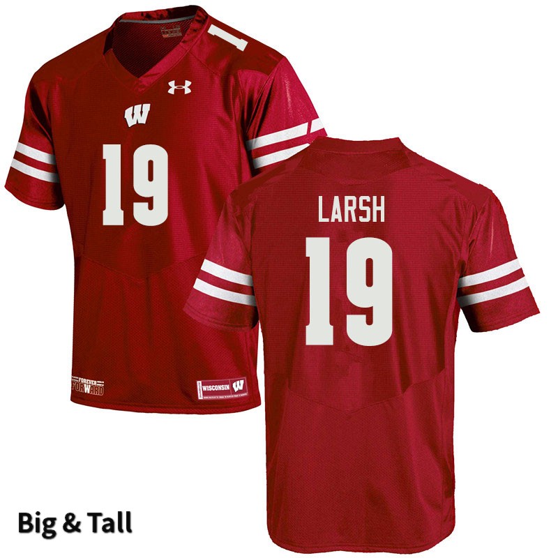 Wisconsin Badgers Men's #19 Collin Larsh NCAA Under Armour Authentic Red Big & Tall College Stitched Football Jersey EV40R10YA